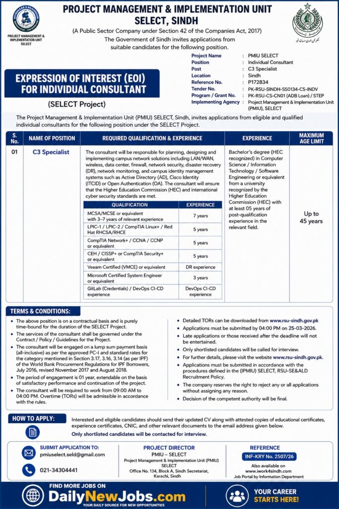 SELECT Sindh Jobs 2026 Top Management Opportunities