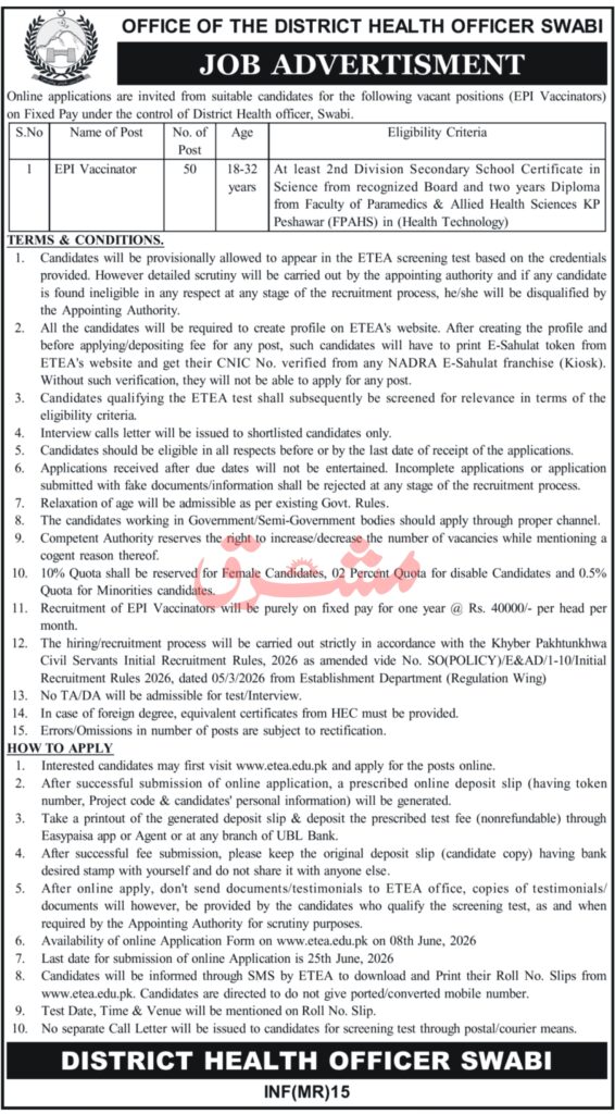 Epi Vaccinator Jobs Latest Health Officer Openings