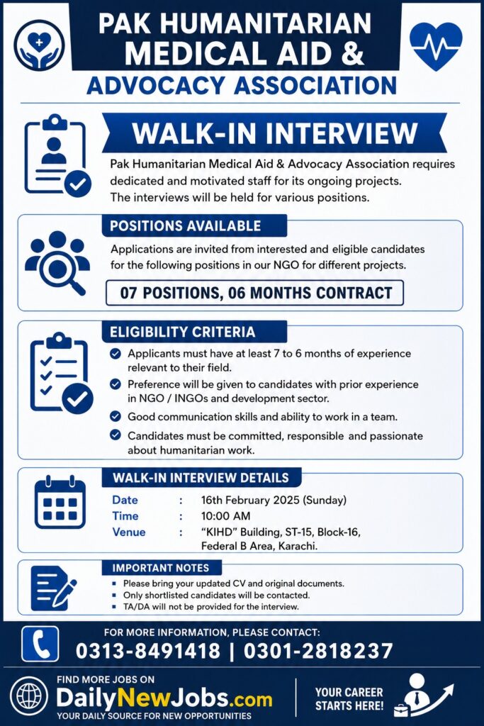Pak United Medical & Education Welfare Associate Jobs 2026
