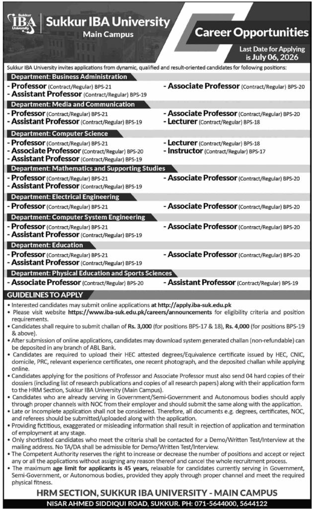 Latest IBA University Education Posts 2026 Apply Now