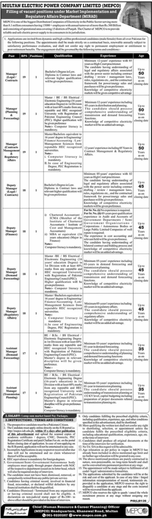 MEPCO Latest Management Jobs 2026 Apply Now