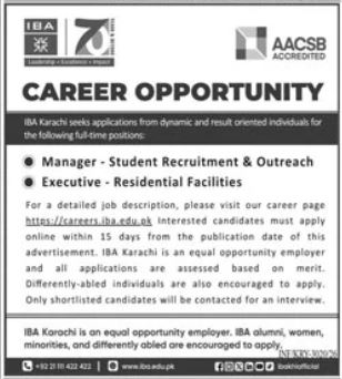 IBA Jobs 2026 Best Executive and Manager Vacancies