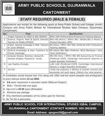 Army Public School Jobs 2026 Best Career Opportunities Today