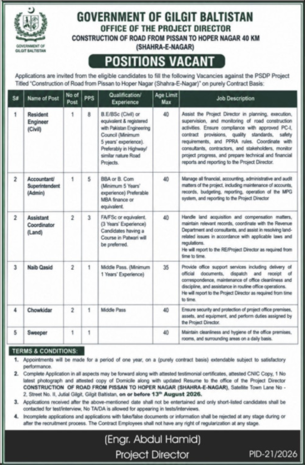 Government Organization Gilgit Jobs 2026 Apply Online