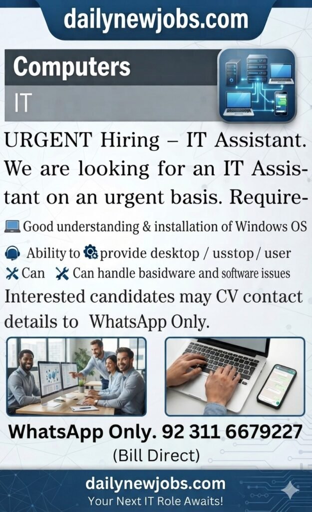 IT Company Karachi Jobs 2026 Assistant Position apply Now
