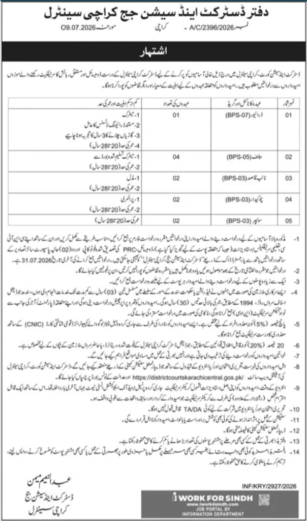 Karachi Judge Jobs 2026 Latest Vacancies Apply Now