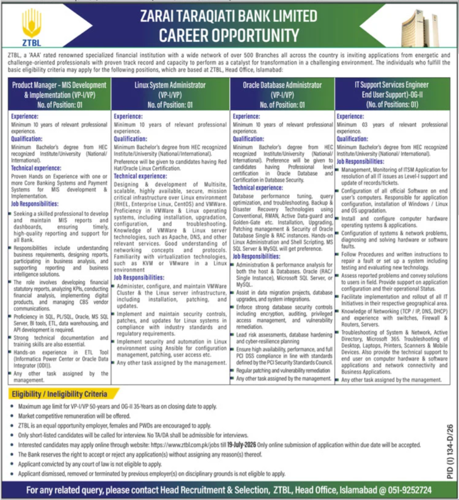 ZTBL Jobs 2026 Best Exclusive Management Career Openings