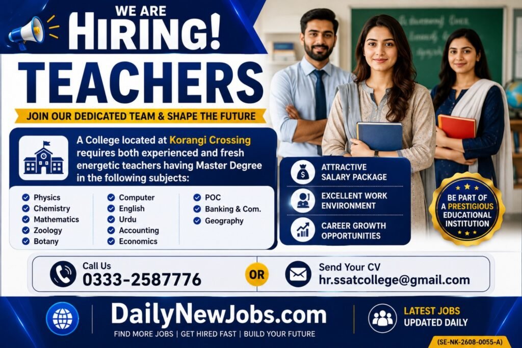 College Teaching Jobs Karachi 2026 Apply Online