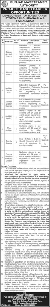 Punjab Masstransit Authority Jobs 2026 Apply Online