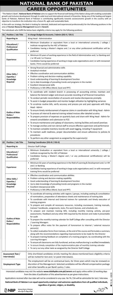 National Bank of Pakistan Jobs 2026 Apply Online