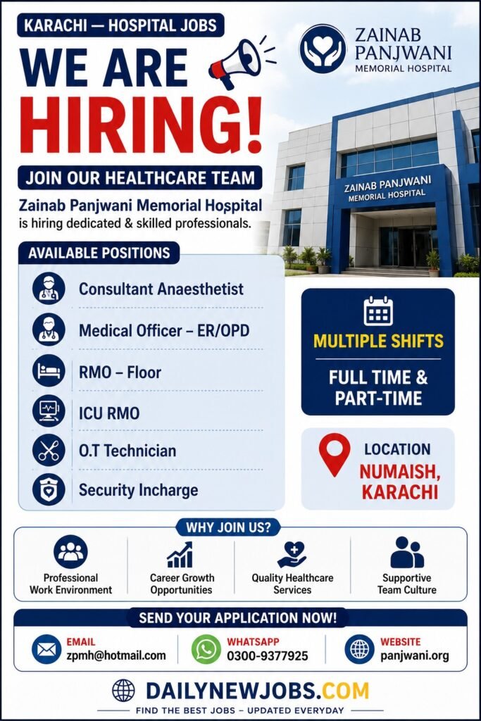 Zainab Panjwani Hospital Jobs Karachi - Apply Online