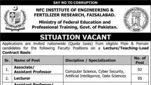 NFC IEFR Faisalabad faculty vacancy advertisement header