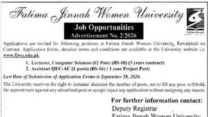 Illustration of a lecturer teaching computer science, representing Fatima Jinnah Women University jobs 2026