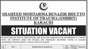 SMBB Institute of Trauma situation vacant advertisement header