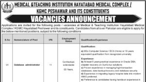 Hayatabad Medical Complex vacancies announcement advertisement header
