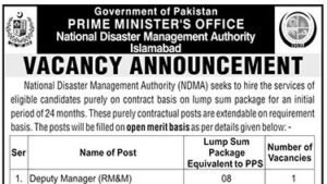 National Disaster Management Authority vacancy announcement advertisement header